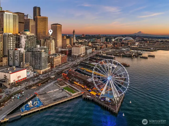 Exquisite location, steps from the beautifully reimagined Seattle Waterfront.
