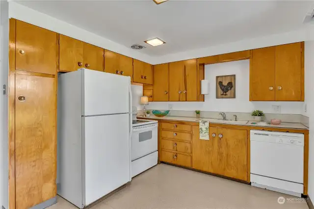Charming Sunfilled Kitchen with ample maple cabinetry - all appliances included!