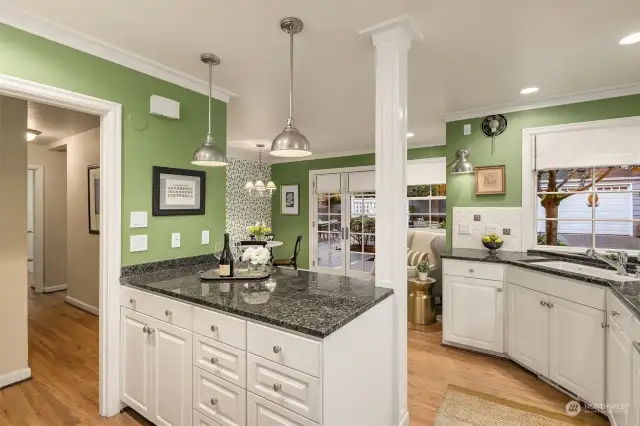 View of the open kitchen ready for your next dinner party!