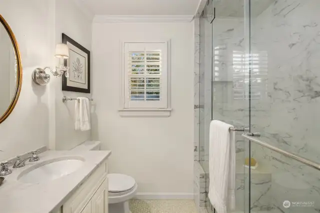 Remodeled 3/4 bathroom with large shower