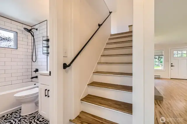 Stairs leading to the second-floor loft and 3rd bedroom just off the main living room