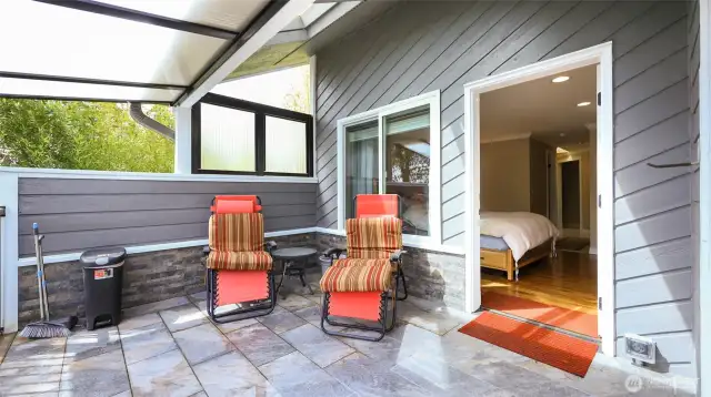 Deck off of primary suite is wired for a hot tub.