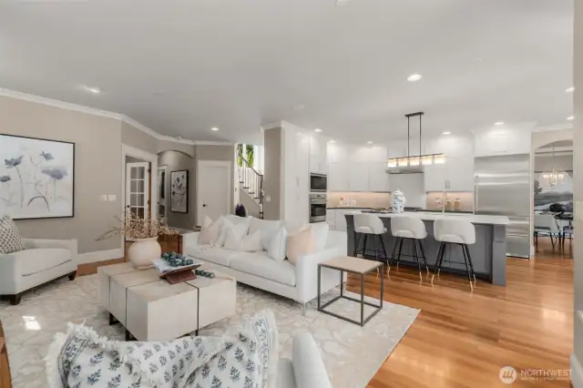 Great natural light in large living spaces.