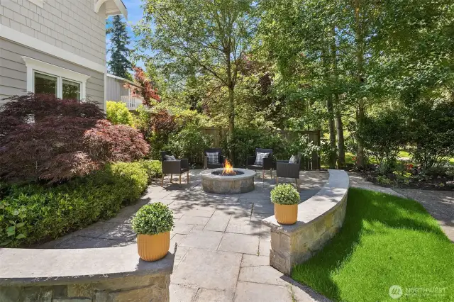 Mature landscaping.