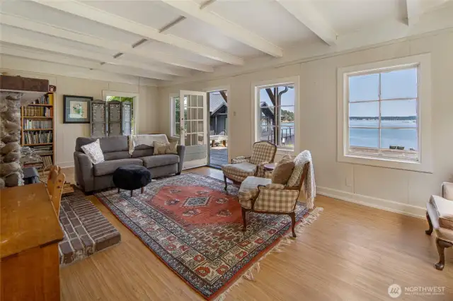 The farmhouse offers splendid water views as well and has a nice deck out front to enjoy the outdoors.