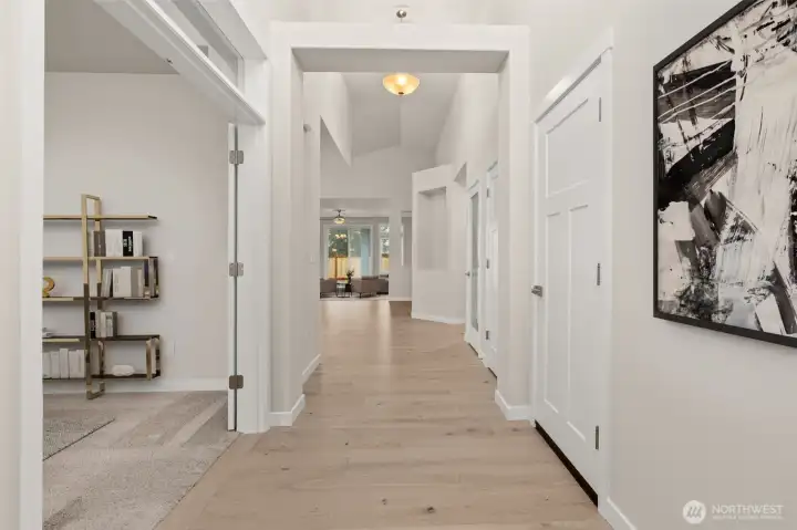 Virtually staged photo entry hall.