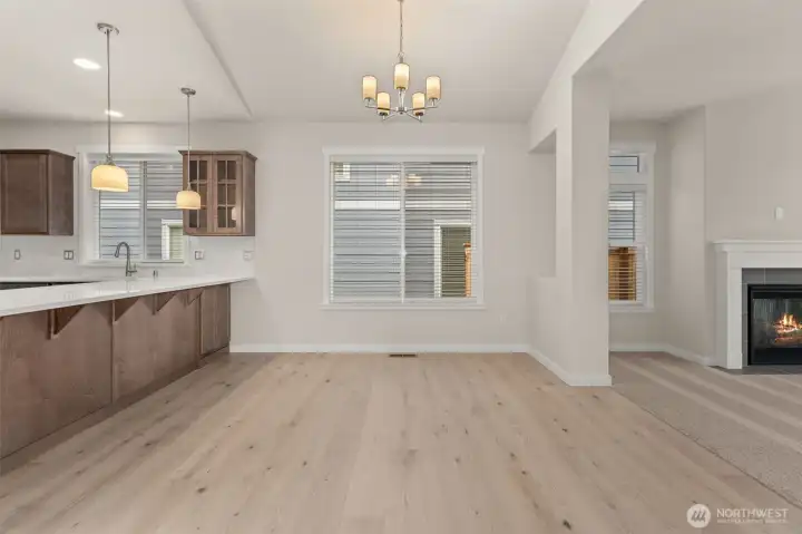 Dining area between kitchen and living room.