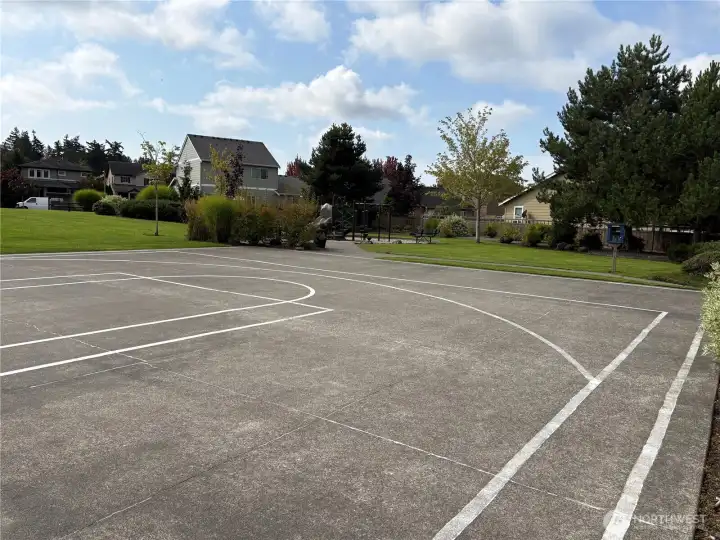 The sport court at the park gets a lot of  use on the weekends and all summer long!
