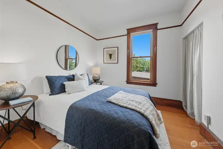 Main floor bedroom with good size closet.