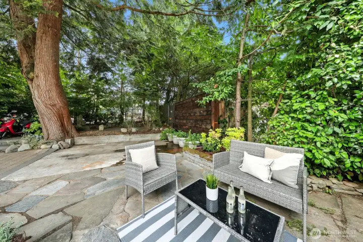 Flagstone patio in back