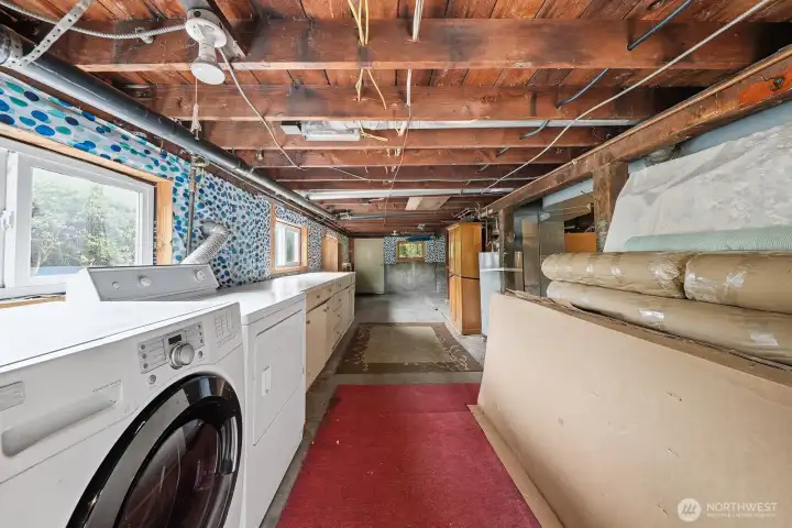 Basement laundry and tons of storage. Seller has architect plans for basement ADU.