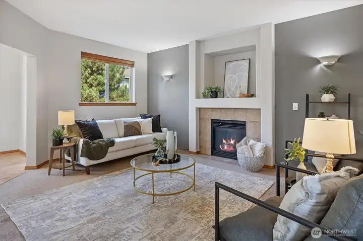 Stunning great room with gas fireplace