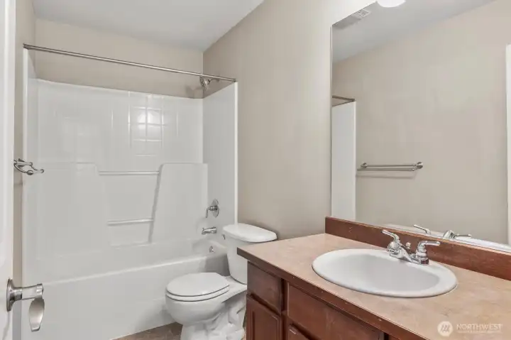 Secondary bathroom in the hall way up stairs