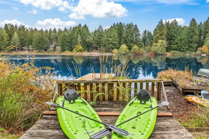 A picturesque moment of the luxury and rarity to be able to kayak directly from your backyard.