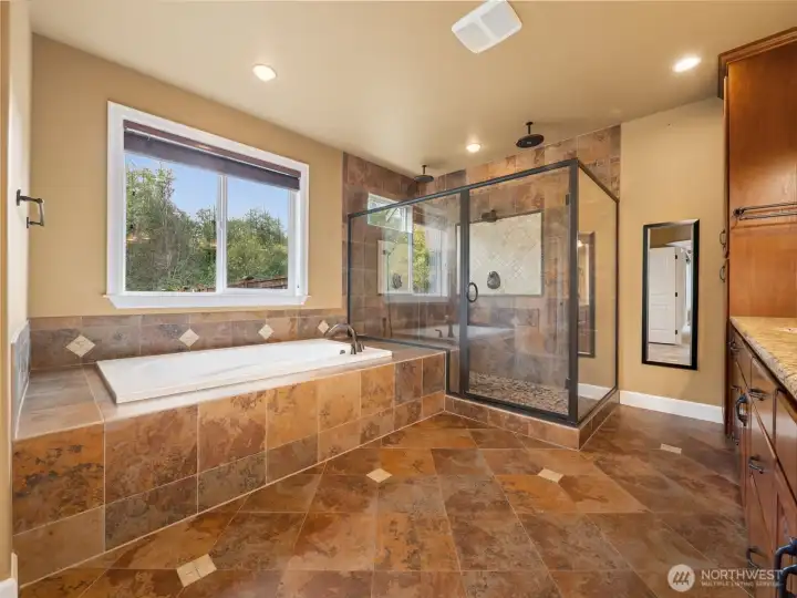 Classy primary bathroom