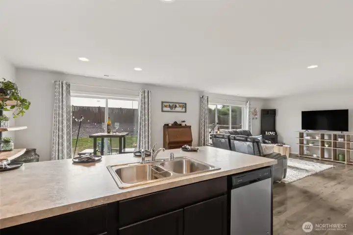 Great Room  -  Open Concept Living Space with Lots of Natural Light, Island Sink