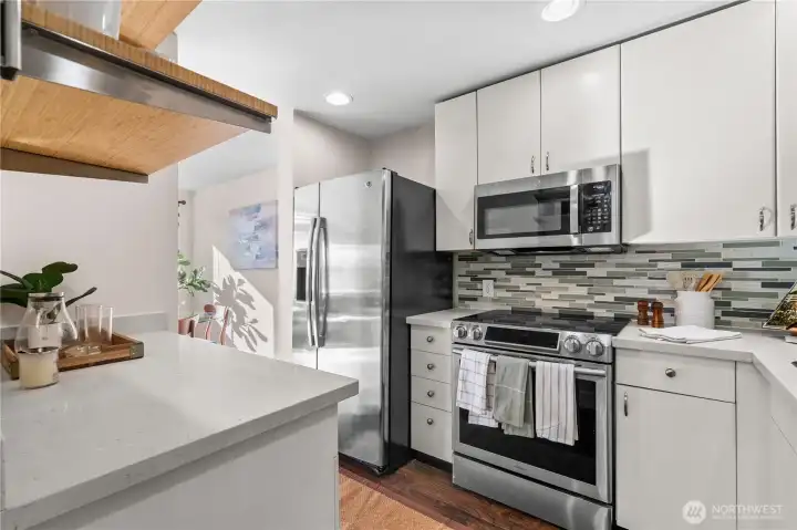 Looking from one entrance of the kitchen to the dining room