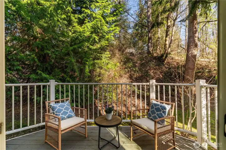 Your private, fenced in patio in the back of the house. Watch bunnies hop or squirrels chase while you sip your morning coffee.