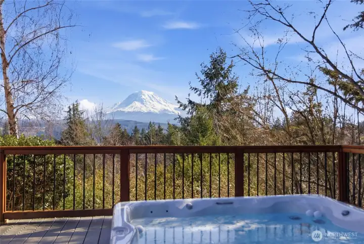 View from the hot tub area situated off the primary bedroom and accessible from the expansive deck.