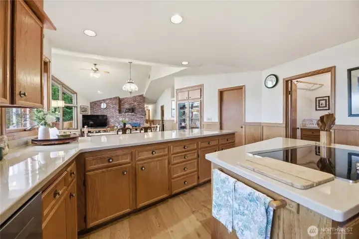View from the Kitchen of the Dining Room and into the Living Room/Great Room area.