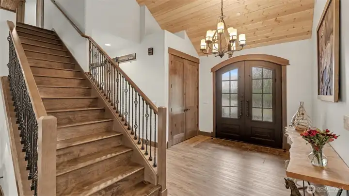 Entry with Vaulted Tongue and Groove Vaulted Ceiling