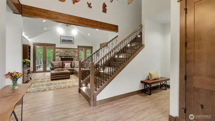 So Inviting and the Wide Staircase features Built-In Lighting