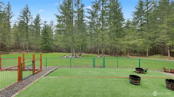 Fully Enclosed Turf leading out to the Lawn Area