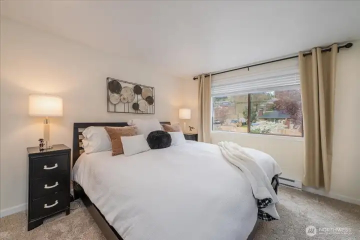 Primary bedroom with West facing window.