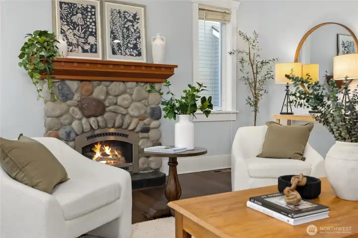 Sit fireside and enjoy quiet conversation or a good book.
