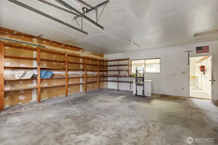 inside the attached shop space behind the 2 car garage
