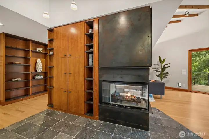 Gas Fireplace and But-In bookshelves