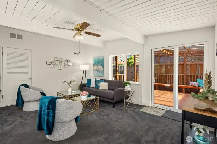Rec Room Looking to Covered Deck and Patios