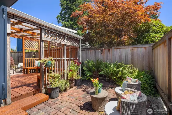 Front Brick Patio & Covered Deck