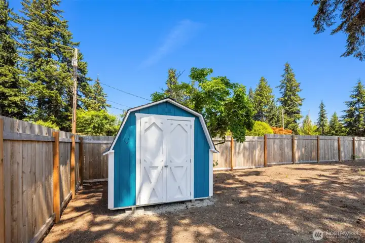 Storage Shed in Backyard on North Side of House