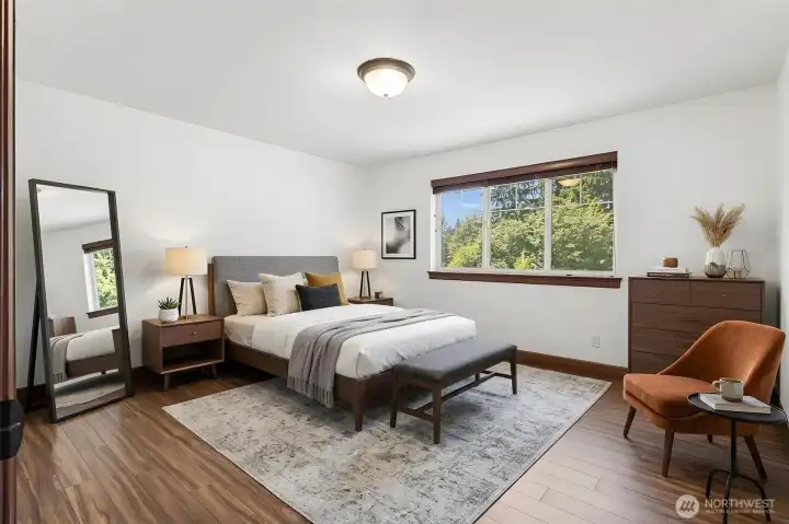 Bedroom on upper level virtually staged Bedroom on upper level virtually staged