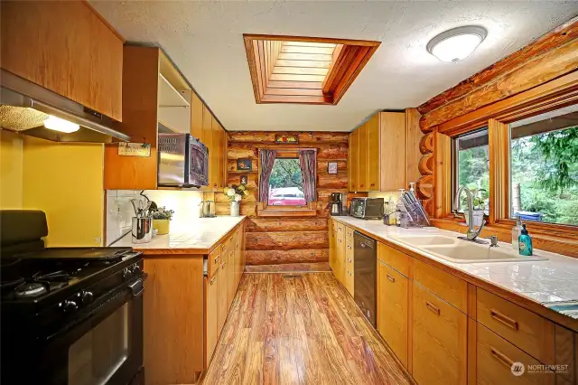 Main floor Kitchen with skylights