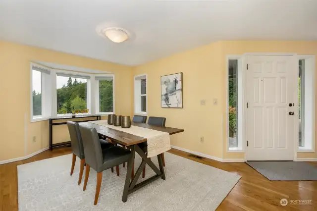 Dining room with mountain views.