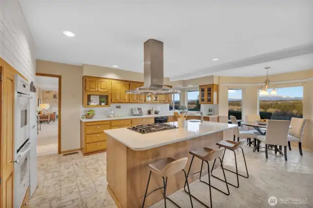 What a space to gather and entertain in the kitchen memories are made in. Silestone countertops, double oven, prep sink, corner view sink, and great storage throughout.