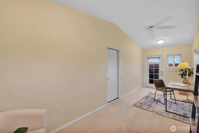 Office / Bonus space/ Music room? Great option for a work at home space. Ceiling fan, wall heaters, door to the garage and one to the rear yard. It's 184 sq ft of possibilities.