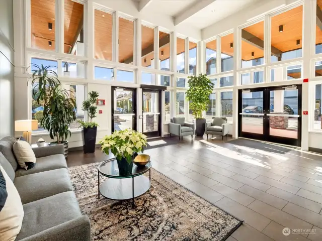 The light-filled Lobby is the perfect spot to meet friends and neighbors for a visit.