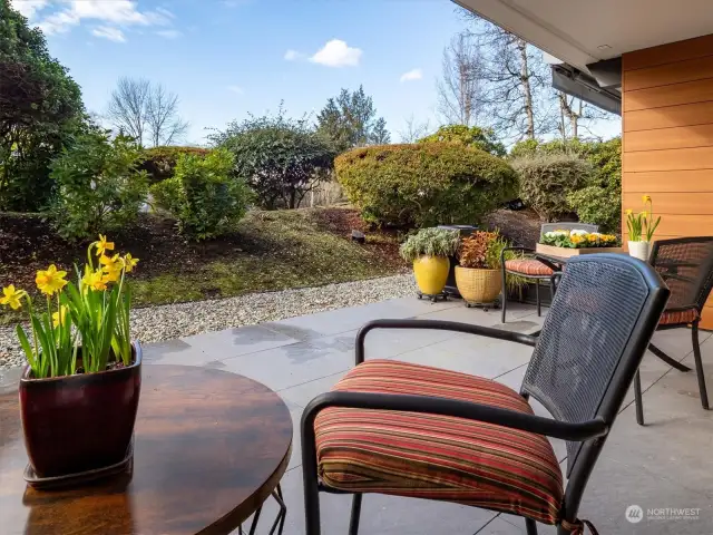 Western light brightens your private covered patio offering a great outdoor space.