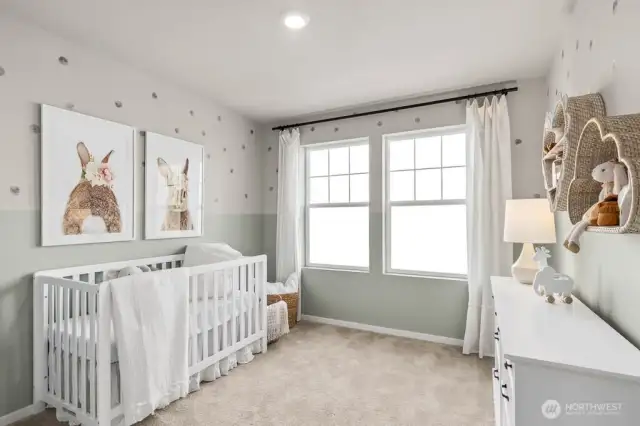 Bedroom 3 upper level. Pictures are representative of Burnham floorplan. Colors and options will vary. Photos from Model Home on 30.