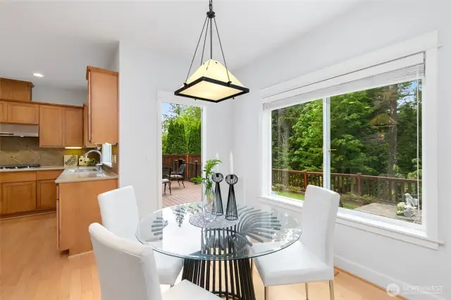 Breakfast nook boasts effortless indoor-outdoor flow and gorgeous tranqulity.