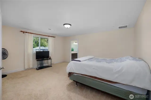 View into the primary bedroom.
