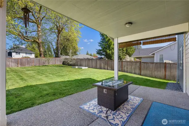 Relax on the covered back patio.