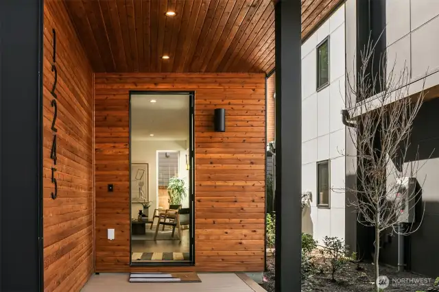 Tongue and Groove Covered Entry with Poured Concrete Porch