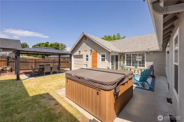 7-person hot tub in the back yard.