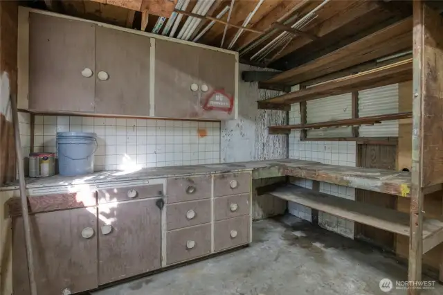Storage behind carport