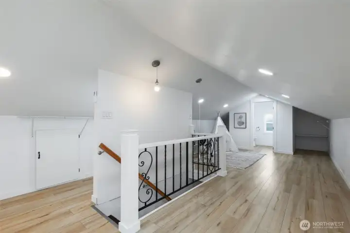 Guest room upstairs with half bath