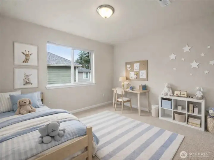 Bedroom 5: Charming bedroom perfect for guests, hobbies, or a creative space.  (Photo virtually staged)